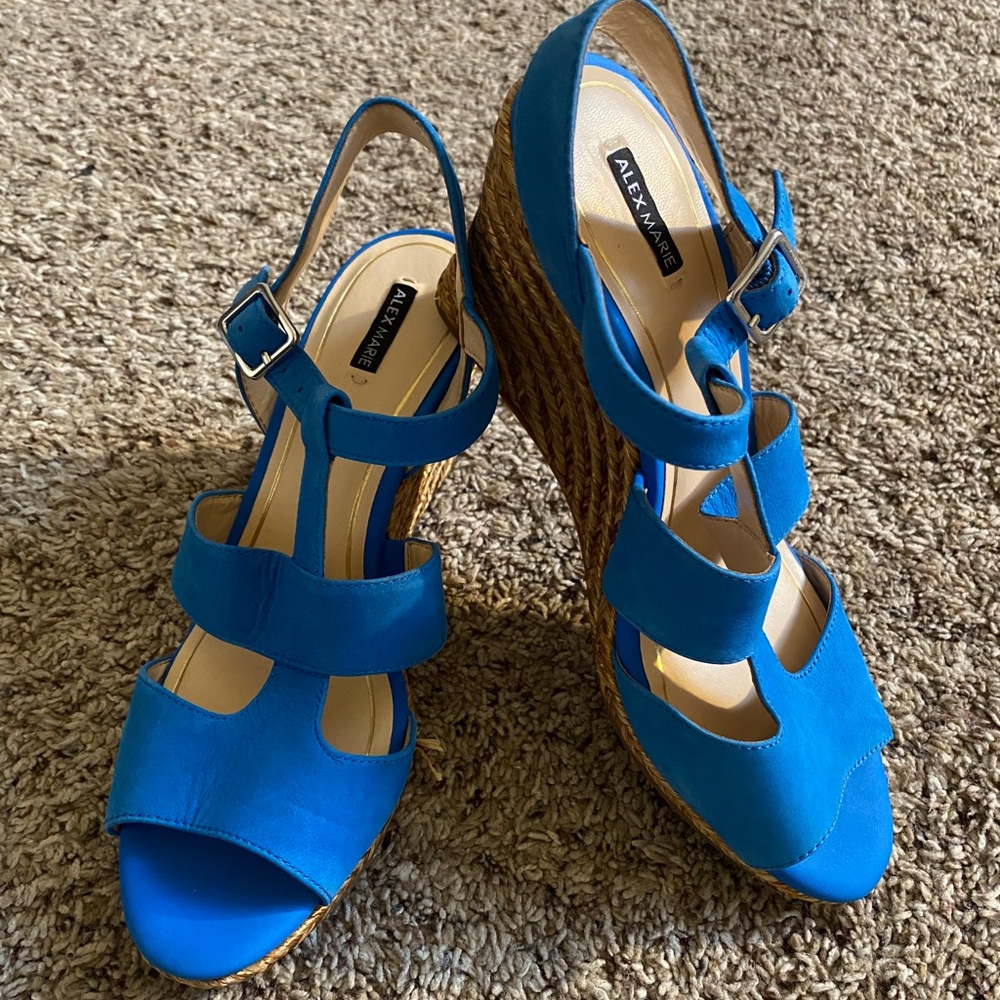 Alex Marie Blue Wedge Sandals